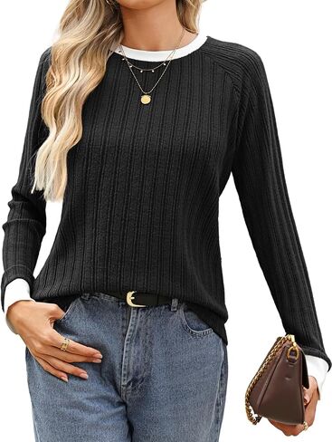 Kate Kasin Long Sleeve Shirts for Women Casual Tunic Tops Loose Fit Dressy Crew Neck Pullover Basic Fall Sweaters 2025 in Saudi Arabia