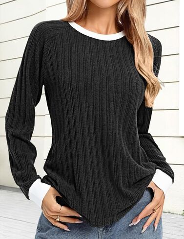Kate Kasin Long Sleeve Shirts for Women Casual Tunic Tops Loose Fit Dressy Crew Neck Pullover Basic Fall Sweaters 2025 in Saudi Arabia