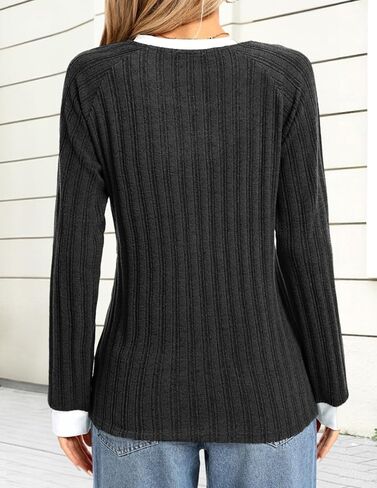 Kate Kasin Long Sleeve Shirts for Women Casual Tunic Tops Loose Fit Dressy Crew Neck Pullover Basic Fall Sweaters 2025 in Saudi Arabia