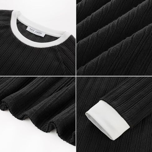 Kate Kasin Long Sleeve Shirts for Women Casual Tunic Tops Loose Fit Dressy Crew Neck Pullover Basic Fall Sweaters 2025 in Saudi Arabia