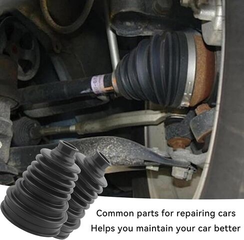 2PCS CV Boot with 4 Stainless Steel Clamps & 6 Cable Ties,Waterproof & Dustproof CV Axle Boot Repair Kit for Protect Axle,Universal CV Joint Boot Fits for Most Cars (Black) in Kuwait