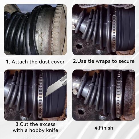 2PCS CV Boot with 4 Stainless Steel Clamps & 6 Cable Ties,Waterproof & Dustproof CV Axle Boot Repair Kit for Protect Axle,Universal CV Joint Boot Fits for Most Cars (Black) in Kuwait