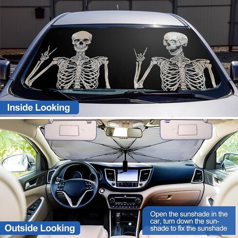 Riakrum Car Windshield Sun Shade Umbrella Foldable UV Ray Windshield Sun Shade Car Front Window Sunshade Keep Vehicle Cool Heat Reflector, Fit Windshield of Various Size in Saudi Arabia