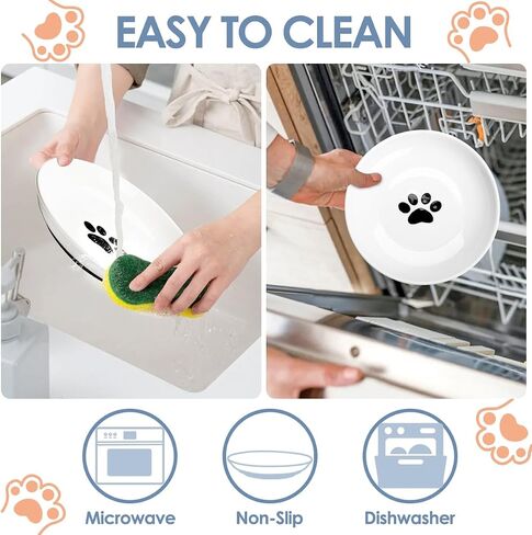 Ceramic Cat Food Bowl, Cat Food Bowls for Indoor Cats, Whisker Fatigue Cat Bowl, Shallow Cat Dish for Food, with Anti-Slip Mats Cat Wet Food Bowl Set Shallow Cat Plate, for Kitten, Small Dogs in Saudi Arabia