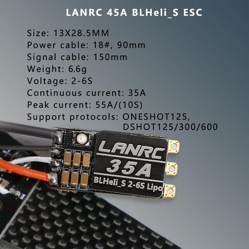 45A ESC 2S-6S Brushless LANRC ESC Lipo BLHeli_S Electronic Speed Controller Support D-Shot 150/300/ 600 for FPV Racing Drone Multicopter Quadcopter 2PCS in Kuwait