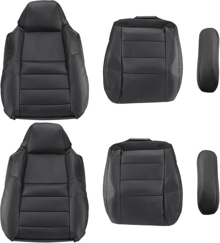 AUTOKAY Perforated Seat Cover for Ford F250 F350 Super Duty Lariat XLT 2004 2005, Black Driver and Passenger Side Bottom and Top Lean Back Leather Seat Cover in Saudi Arabia