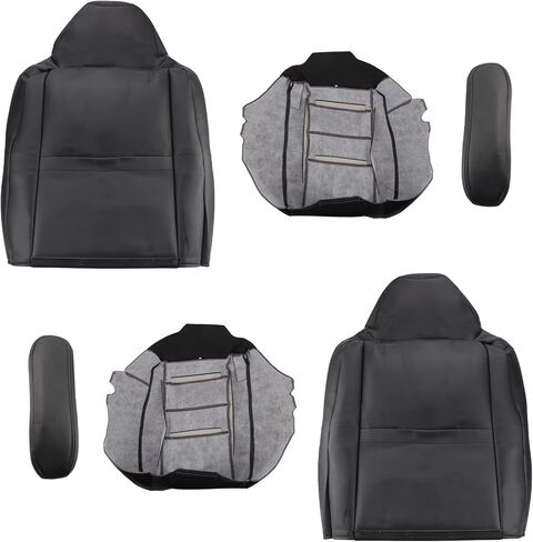 AUTOKAY Perforated Seat Cover for Ford F250 F350 Super Duty Lariat XLT 2004 2005, Black Driver and Passenger Side Bottom and Top Lean Back Leather Seat Cover in Saudi Arabia