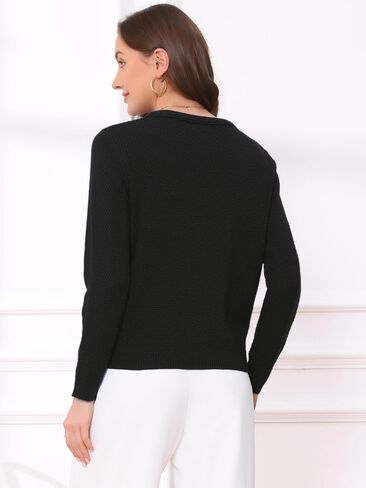 Allegra K Open Front Sweater for Women's Collarless Button Down Business Casual Chunky Knit Cardigans in Saudi Arabia