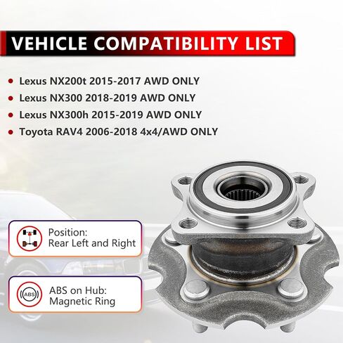 512374 (2) 4WD Rear Wheel Hub Bearing Assembly for Toyota RAV4 2006-2018, for Lexus NX200t 2015-2017, for Lexus NX300 2018-2019, for Lexus NX300h 2015-2019 in Saudi Arabia