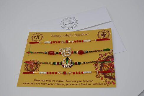 MitranDe Sikh PunjabI Rakhi Bracelet For Brother, Raksha bandhan/Rakhri bracelets Bhaiya- Bhai- Bro-Sister- Bhabhi/Siblings - Onkar, Khanda & multi color Hand made Rakhee Set in Saudi Arabia
