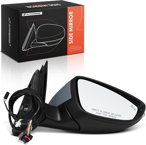 A -Premium Side Power Power Mirror - متوافقة مع فولكس واجن بارات 2016 2017 2018 2019 2020 - يدوي مسخن أسود خارج المرآة الخلفية مع إشارة الدوران والكشف عن بقعة عمياء in Saudi Arabia