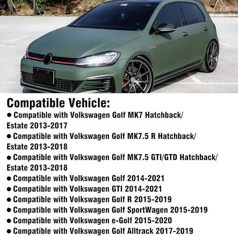 Compatible with 2013-2021 Volkswagen Golf Mirror Cover, Left Driver Side Mirror Cap Replacement for MK7 MK7.5 GTI Alltrack SportWagen Replace for‎ 5G0857537E,5G0857538E, Glossy Black in Kuwait