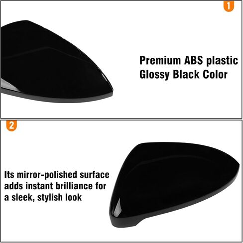 Compatible with 2013-2021 Volkswagen Golf Mirror Cover, Left Driver Side Mirror Cap Replacement for MK7 MK7.5 GTI Alltrack SportWagen Replace for‎ 5G0857537E,5G0857538E, Glossy Black in Kuwait
