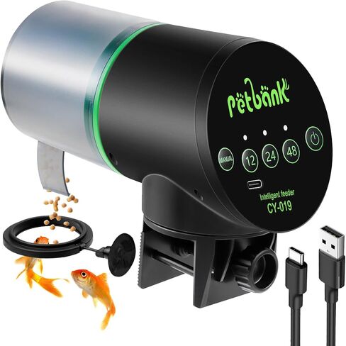 Automatic Fish Feeder for Aquarium - Rechargeable Fish Food Auto Dispenser Vacation Turtle Feeder with USB Charger Cable，LCD Screen, Customized Schedule in Kuwait