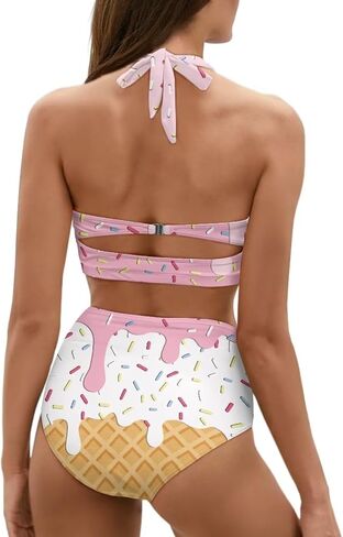 Women Two Piece Swimsuit High Waisted Push Up Bikini Sets Tummy Control Bathing Suit Plus Size Halter Swimwear S-2XL in Kuwait