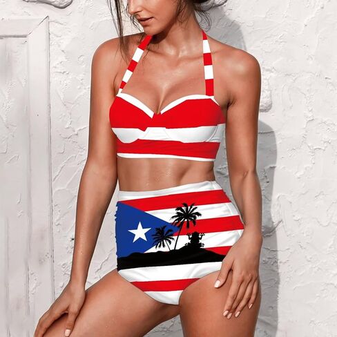 Women Two Piece Swimsuit High Waisted Push Up Bikini Sets Tummy Control Bathing Suit Plus Size Halter Swimwear S-2XL in Kuwait