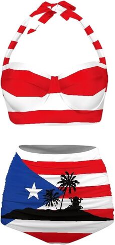 Women Two Piece Swimsuit High Waisted Push Up Bikini Sets Tummy Control Bathing Suit Plus Size Halter Swimwear S-2XL in Kuwait