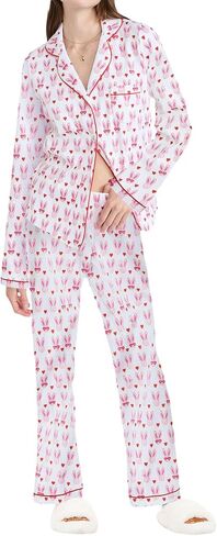 Thopavenoir Bow Pajamas مجموعة للنساء 2 قطعة صالة مجموعة y2k الفتيات اللطيف ملابس مجموعة طويلة الأكمام قميص القوس طباعة سروال in Kuwait