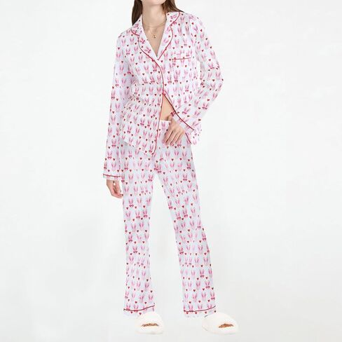 Thopavenoir Bow Pajamas مجموعة للنساء 2 قطعة صالة مجموعة y2k الفتيات اللطيف ملابس مجموعة طويلة الأكمام قميص القوس طباعة سروال in Kuwait
