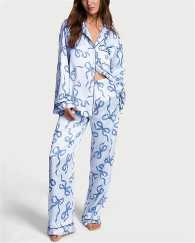 Thopavenoir Bow Pajamas مجموعة للنساء 2 قطعة صالة مجموعة y2k الفتيات اللطيف ملابس مجموعة طويلة الأكمام قميص القوس طباعة سروال in Kuwait