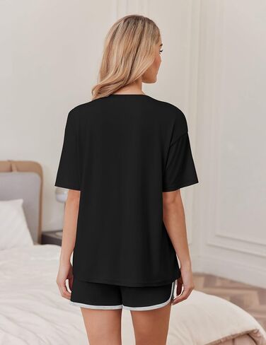 Ekouaer Soft Pajamas set for Women Loose Lounge Set Crew Neck T-Shirts Top and Sport Shorts Tracksuit with Pockets in Saudi Arabia