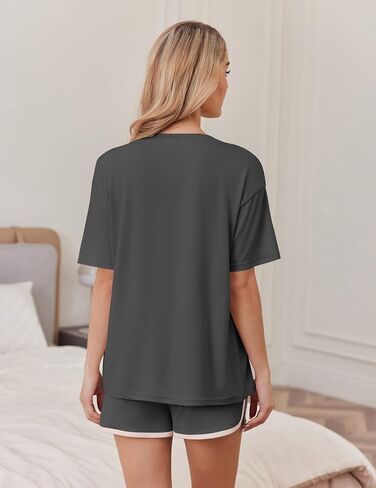 Ekouaer Soft Pajamas set for Women Loose Lounge Set Crew Neck T-Shirts Top and Sport Shorts Tracksuit with Pockets in Saudi Arabia