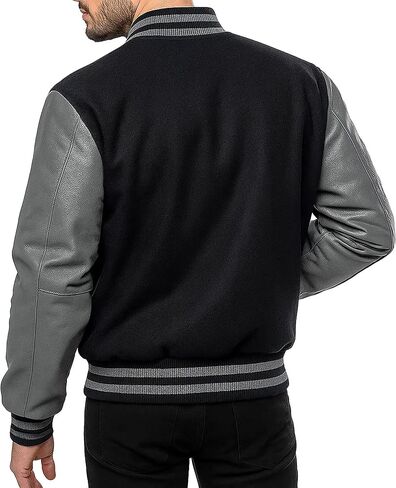 College Letterman Style Varsity Jacket – Mens/Womens High School Baseball Coat Wool + Faux Leather Sleeves in Kuwait