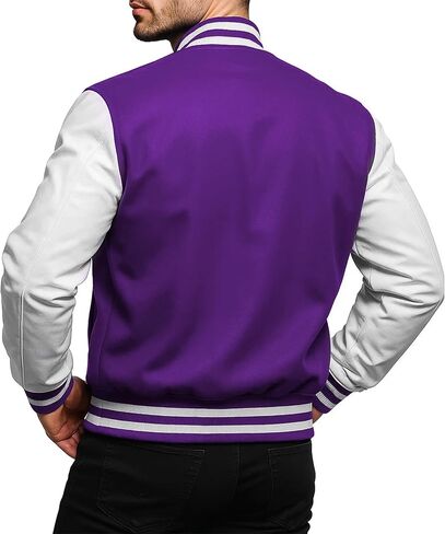 College Letterman Style Varsity Jacket – Mens/Womens High School Baseball Coat Wool + Faux Leather Sleeves in Kuwait