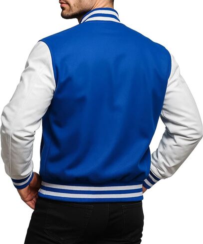 College Letterman Style Varsity Jacket – Mens/Womens High School Baseball Coat Wool + Faux Leather Sleeves in Kuwait