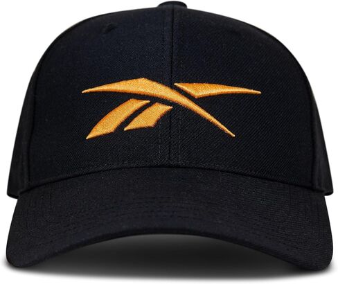Reebok Vector Baseball Hat | Quick-Drying | Adjustable | Snapback | Everyday | Sun Protection - Black/Electric Amber in Saudi Arabia