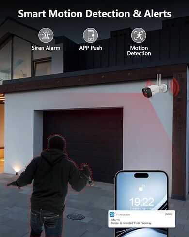 OOSSXX (بطارية الطاقة الشمسية 100% خالية من الأسلاك) شاشة الكل في واحد، نظام كاميرا أمان يعمل بالطاقة الشمسية في اتجاهين مع شاشة خارجية، نظام أمان منزلي لاسلكي، أنظمة مراقبة كاميرات واي فاي in Kuwait