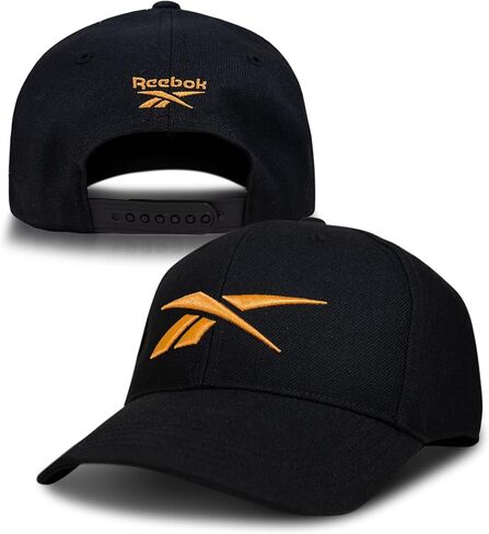 ريبوك ناقلات البيسبول قبعة | التجفيف السريع | قابل للتعديل | Snapback | كل يوم | حماية الشمس - العنبر الأسود/الكهربائي in Kuwait