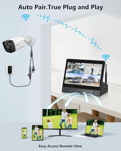 OOSSXX (بطارية الطاقة الشمسية 100% خالية من الأسلاك) شاشة الكل في واحد، نظام كاميرا أمان يعمل بالطاقة الشمسية في اتجاهين مع شاشة خارجية، نظام أمان منزلي لاسلكي، أنظمة مراقبة كاميرات واي فاي in Kuwait