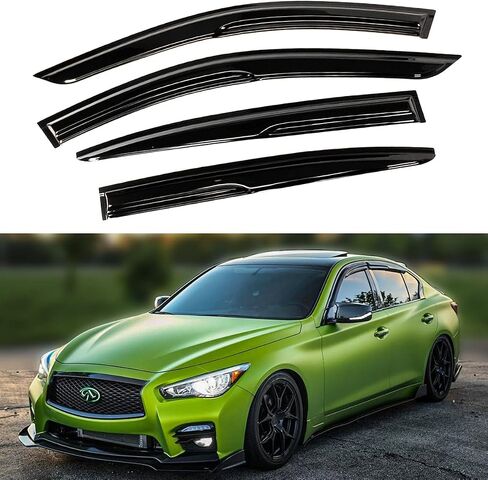 Premium Aero M Style 3D Wavy Black Window Visor Rain Guard Deflector Compatible for 2014-2024 Infiniti Q50 in Saudi Arabia