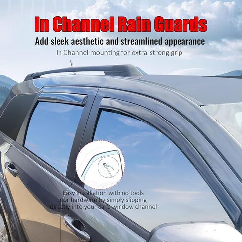 Ikon Motorsports in Channel Window Vensors متوافقة مع Journey 2009-2020 Dodge ، و Smoke Smoke/Litted Rain ، وينفرفون الرياح الجانبية 4pcs in Saudi Arabia