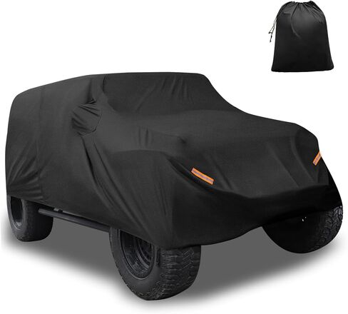 غطاء سيارة Motoforti لجيب Wrangler JK JL YJ TJ 4 Door 2007-2021 في الهواء الطلق مقاوم للماء الشمس غبار الغبار الحماية من الثلج مع باب السائق الأسود طويل الأمد in Saudi Arabia