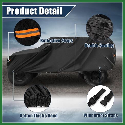 غطاء سيارة Motoforti لجيب Wrangler JK JL YJ TJ 4 Door 2007-2021 في الهواء الطلق مقاوم للماء الشمس غبار الغبار الحماية من الثلج مع باب السائق الأسود طويل الأمد in Saudi Arabia