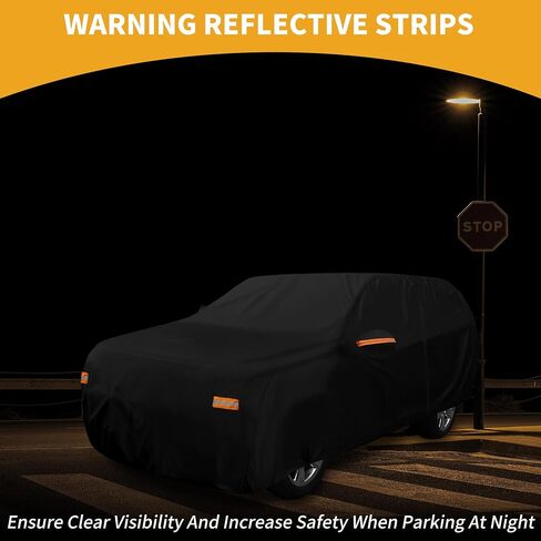 Car Cover Waterproof All Weather Sun Rain Protection Full Exterior Cover for Toyota Grand Highlander 190T-PU Black with Left Side Zippers in Saudi Arabia