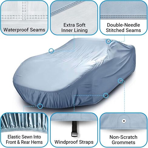 iCarCover Custom Car Cover for Lotus Evora (2009-2022) Waterproof All Weather Rain Snow UV Sun Protector Full Exterior Indoor Outdoor Car Cover (Stripe - Gray/Black) in Saudi Arabia