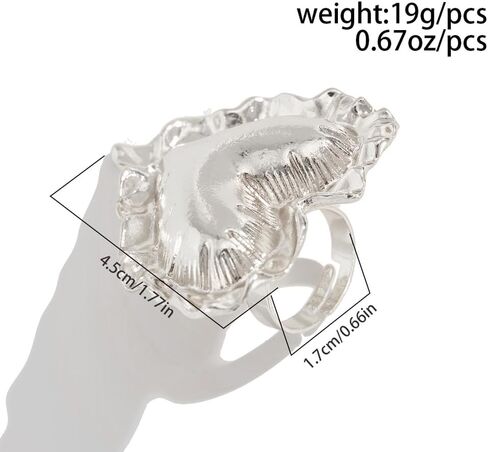 Exaggerated Large Heart Ring for Women Chunky Gold Puffy Love Heart Statement Rings Aesthetic Pleated Polished Ring Party Valentine's Day Jewelry Gift in Saudi Arabia