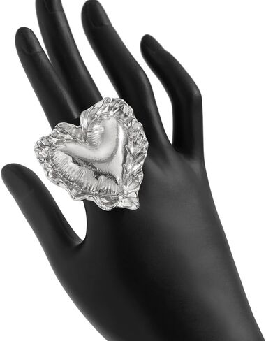 Exaggerated Large Heart Ring for Women Chunky Gold Puffy Love Heart Statement Rings Aesthetic Pleated Polished Ring Party Valentine's Day Jewelry Gift in Saudi Arabia