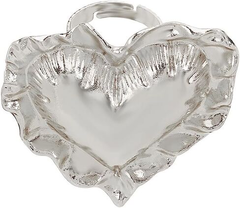 Exaggerated Large Heart Ring for Women Chunky Gold Puffy Love Heart Statement Rings Aesthetic Pleated Polished Ring Party Valentine's Day Jewelry Gift in Saudi Arabia
