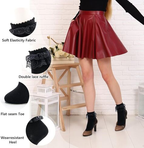 Women Ruffle Socks Frilly Ankle Socks Cute Adult Lace Ruffles Dress Sock Fancy Lolita Crew Bobby Bride Sock for Woman in Kuwait