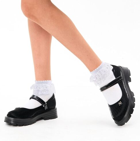 Women Ruffle Socks Frilly Ankle Socks Cute Adult Lace Ruffles Dress Sock Fancy Lolita Crew Bobby Bride Sock for Woman in Kuwait