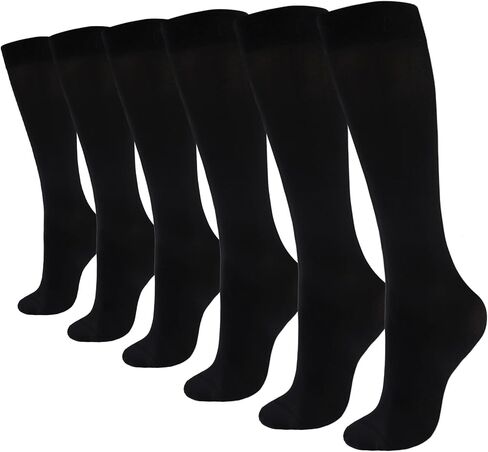 الركبة السوداء عالية الجورب 6 أزواج حريري غامضة الجوارب جوارب النساء الفتيات مسدود جوارب بنطلون أسود للنساء الحجم 5-11 الراحة الموحد in Kuwait