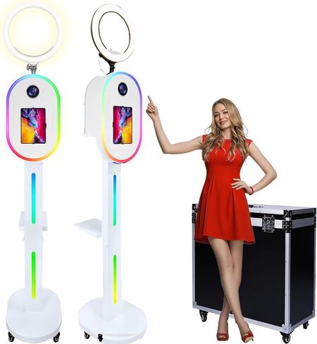 Photo Booth Machine for iPad 10.2" 10.9" 11" 12.9" and Camera,2-in-1 Selfie Station Shell Stand Camera Photobooth,RGB Light Box,RGB Fill Light,App Control,for Parties in Saudi Arabia