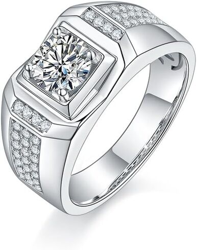 14K Gold Luxurious 1 Carat Men's Diamond Ring for Men,VVS1 D-color Mens Wedding Bands,Father's Day Gifts for Him in Saudi Arabia