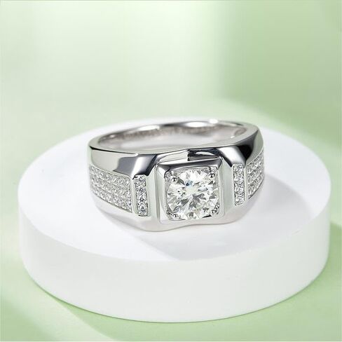 14K Gold Luxurious 1 Carat Men's Diamond Ring for Men,VVS1 D-color Mens Wedding Bands,Father's Day Gifts for Him in Saudi Arabia