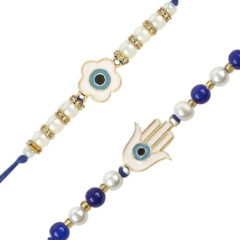I Jewels Rakshabandhan Enamel Evil Eye Rakhi Combo Set With Roli Chawal For Bhaiya/Brother/Bro/Men (R125-126) in Saudi Arabia