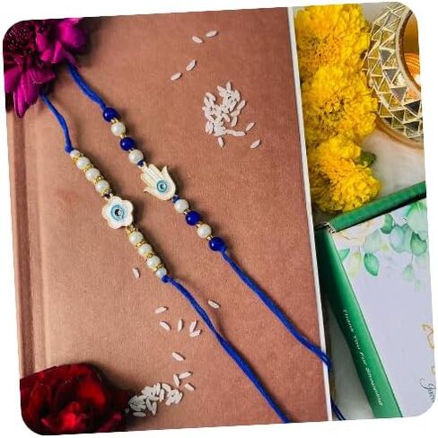I Jewels Rakshabandhan Enamel Evil Eye Rakhi Combo Set With Roli Chawal For Bhaiya/Brother/Bro/Men (R125-126) in Saudi Arabia